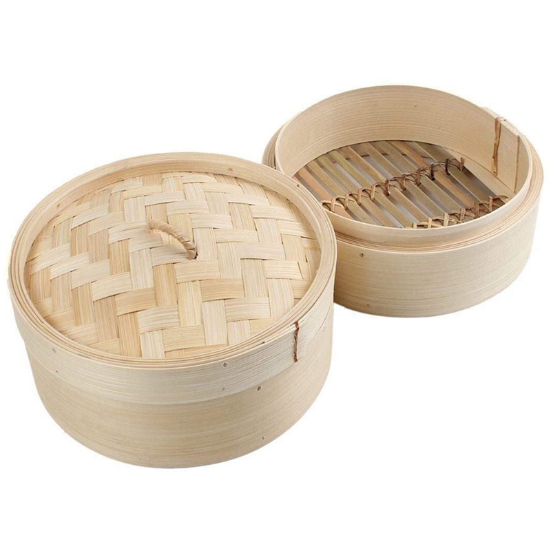 Bamboo Steamer 2 Tier 8 Inch D - đánh giá và giá Steamer Bamboo Set