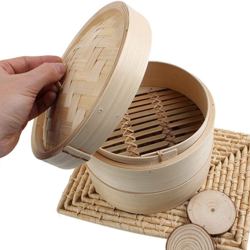 Bamboo Steamer 2 Tier 8 Inch D - đánh giá và giá Steamer Bamboo Set