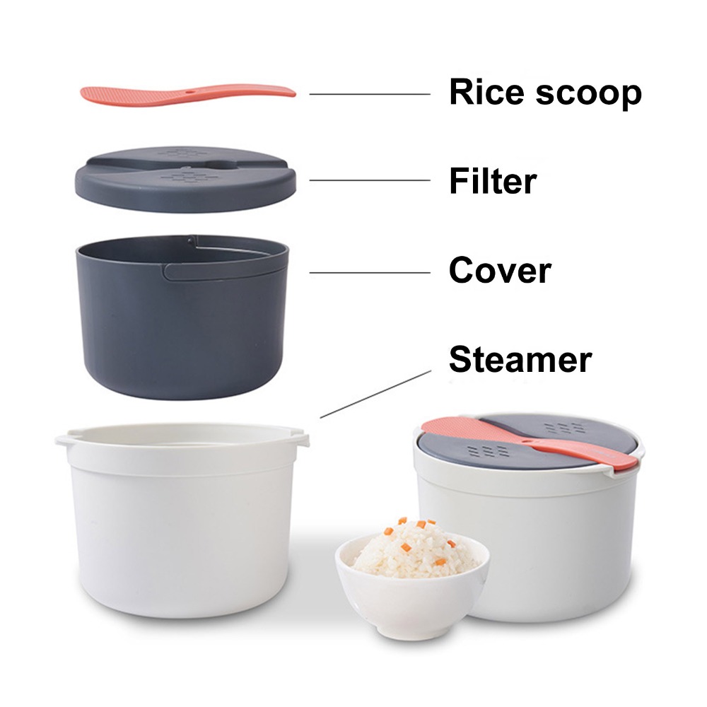 Thick 2L Microwave Rice Cooker - đánh giá và giá Steamer Bamboo Set